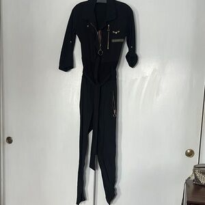 Black Jumpsuit with Gold Accents